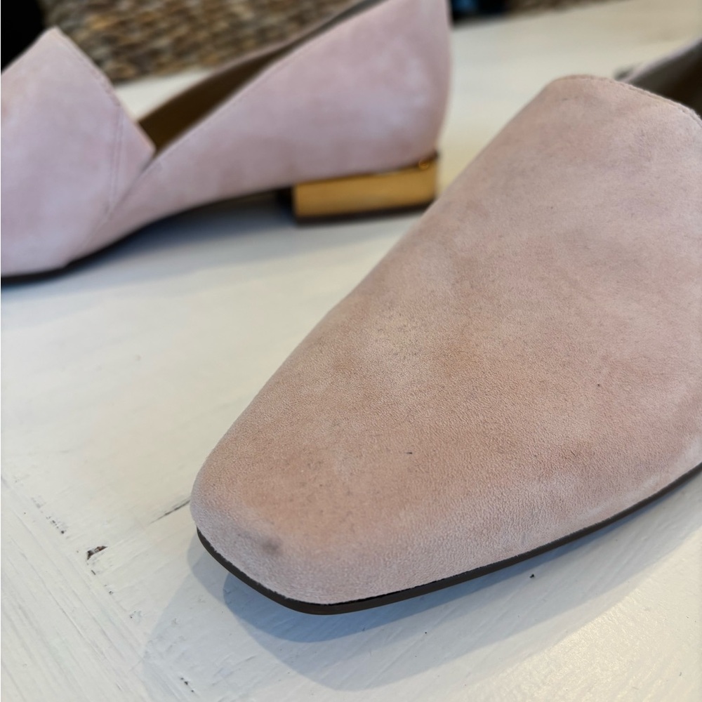 Naturalizer Pink Suede Loafers with Gold Accent Heel - Picture 8 of 11